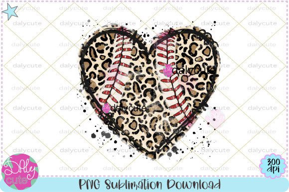 Baseball Western Heart Leopard Clipart