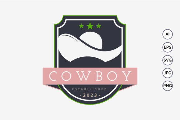 Cowboy Western Hat Shield Logo Design