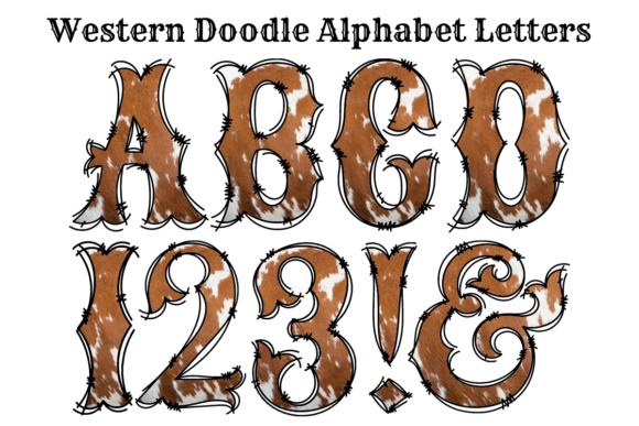 Cowhide Fur Doodle Alphabet Letters
