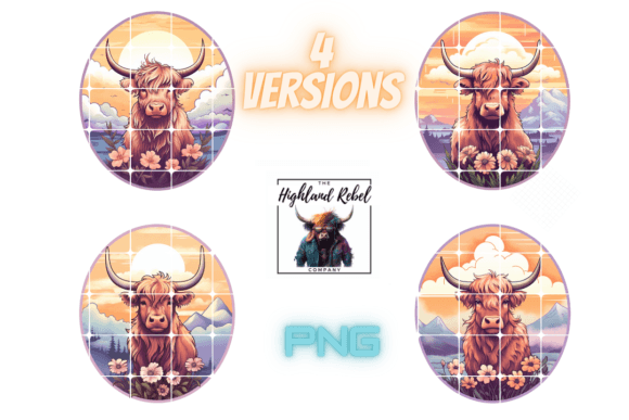 Highland Cow Design G, 4 Versions Review