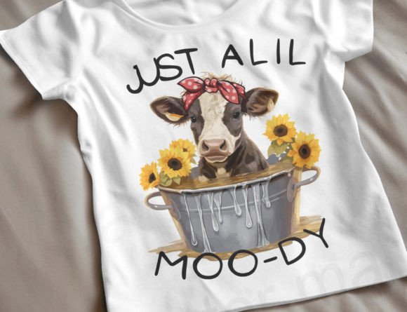 Just a Lil Moody Cow Png, Cute Cow Png