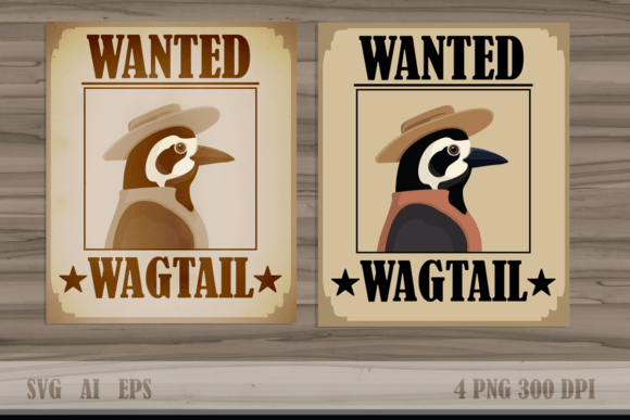 Western Vintage Poster with Wagtail